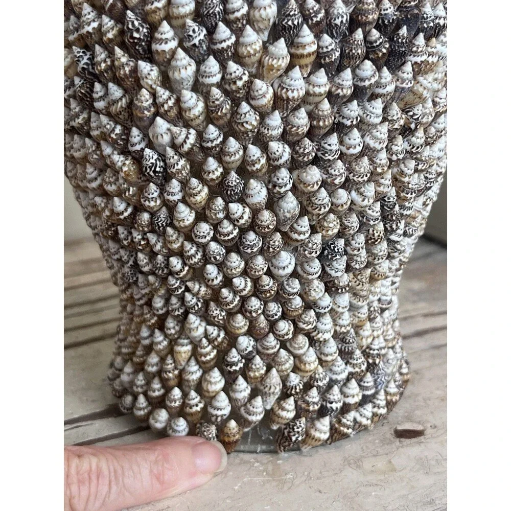 Vintage Handcrafted Marginella Sea Shell Candle Dome Covered Entirely In Shells